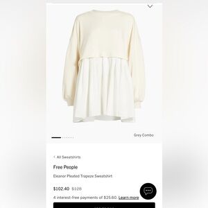 Free People Eleanor Cream dress size medium